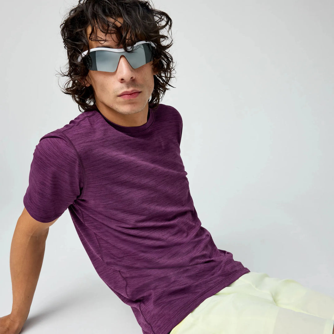 Brooks Luxe Short Sleeve - Htr Burgundy Blaze - MEN (211498-548)