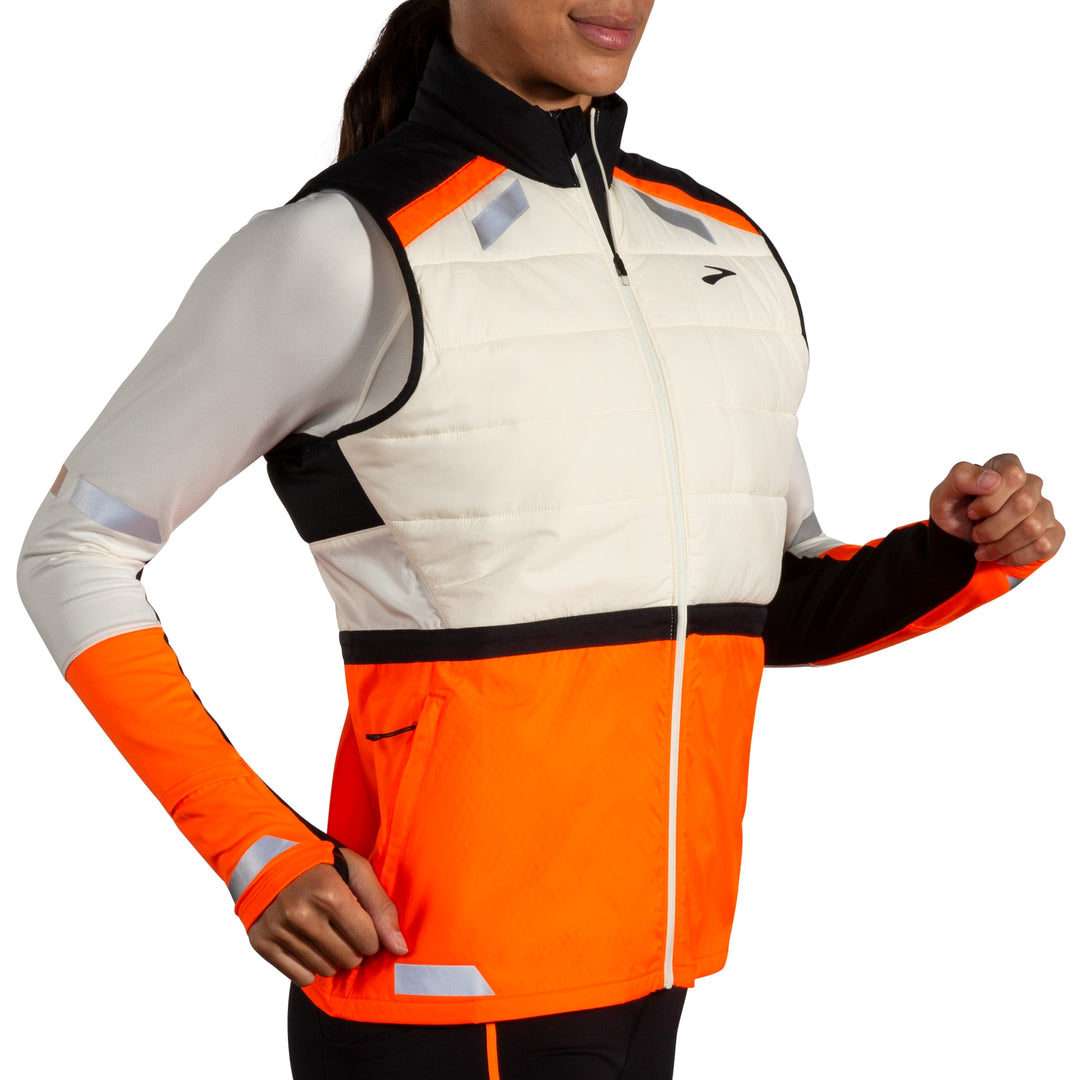 Chaleco con aislamiento visible Brooks Run - Ecru/Fluoro Flash/Negro - MUJER (221688)