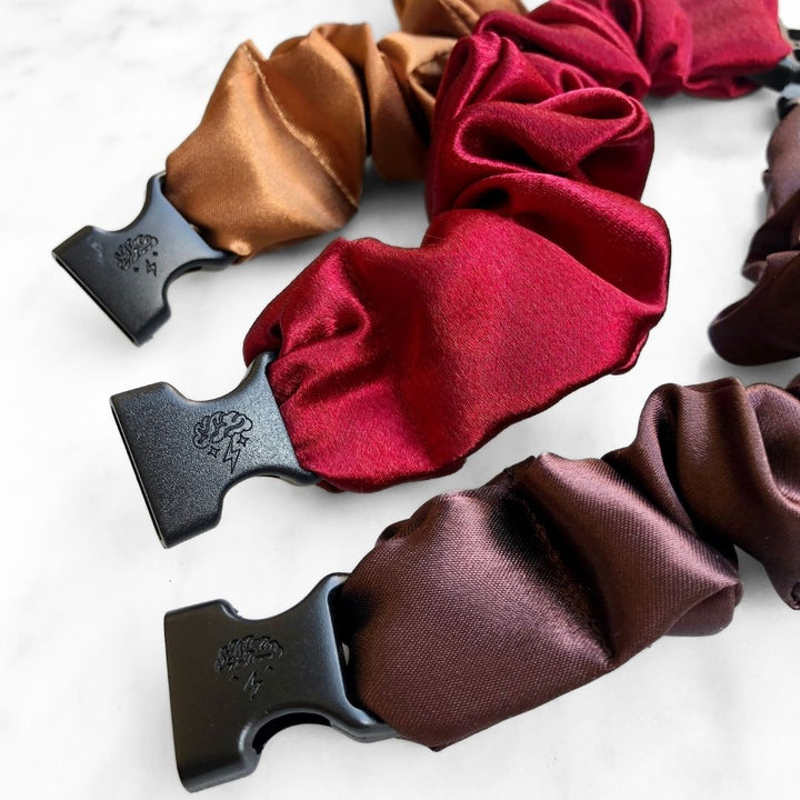 Fall Essentials - 3-Pack Autumn Halloween Buckle Scrunchies - No Snagging, No Tangles