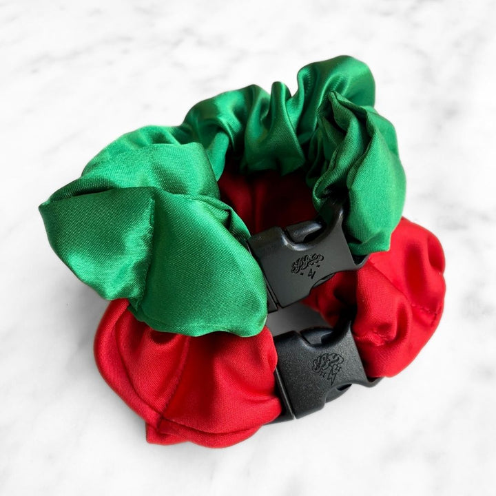 Jolly Duo - 2-Pack Christmas Holiday Buckle Scrunchies - No Snagging, No Tangles