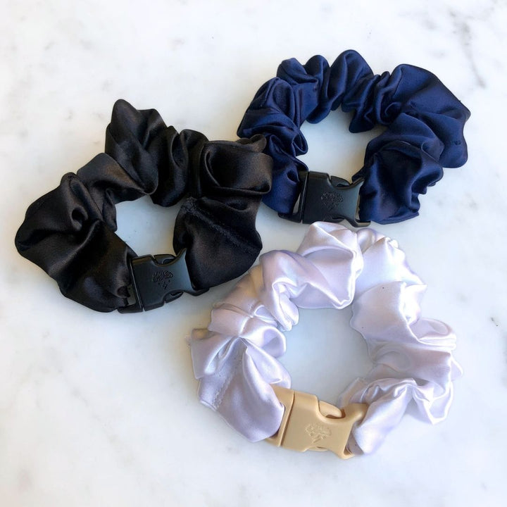 Power Trio - 3-Pack Neutral Buckle Scrunchies Bundle - No Snagging, No Tangles