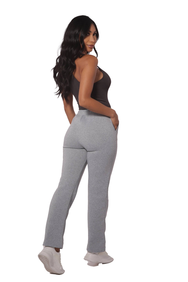 S&G Apparel - Womens Fleece Lined Straight Leg Sweatpants - Medium / Dark Heather Grey