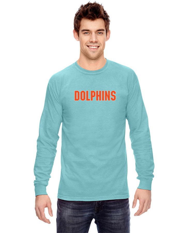 Camiseta de manga larga de peso pesado para adultos con diseño de bandera de los Dolphins Comfort Colors (C6014)