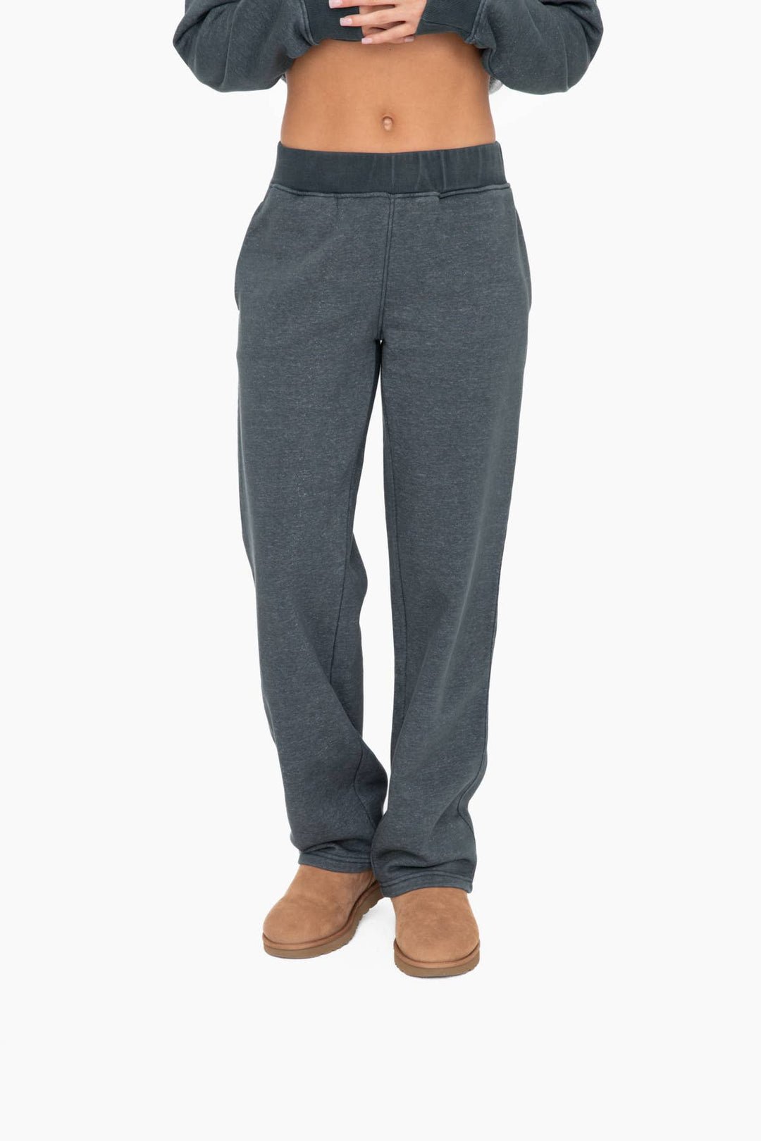 Mono B - Straight Leg Vintage Fleece Lounge Pants Women (KP12076)