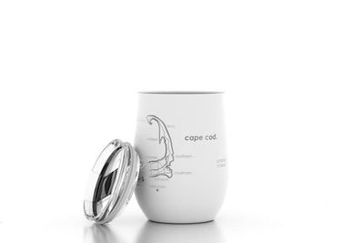 Vaso de vino aislado de 12 oz con el mapa de Cape Cod de Well Told (50079)