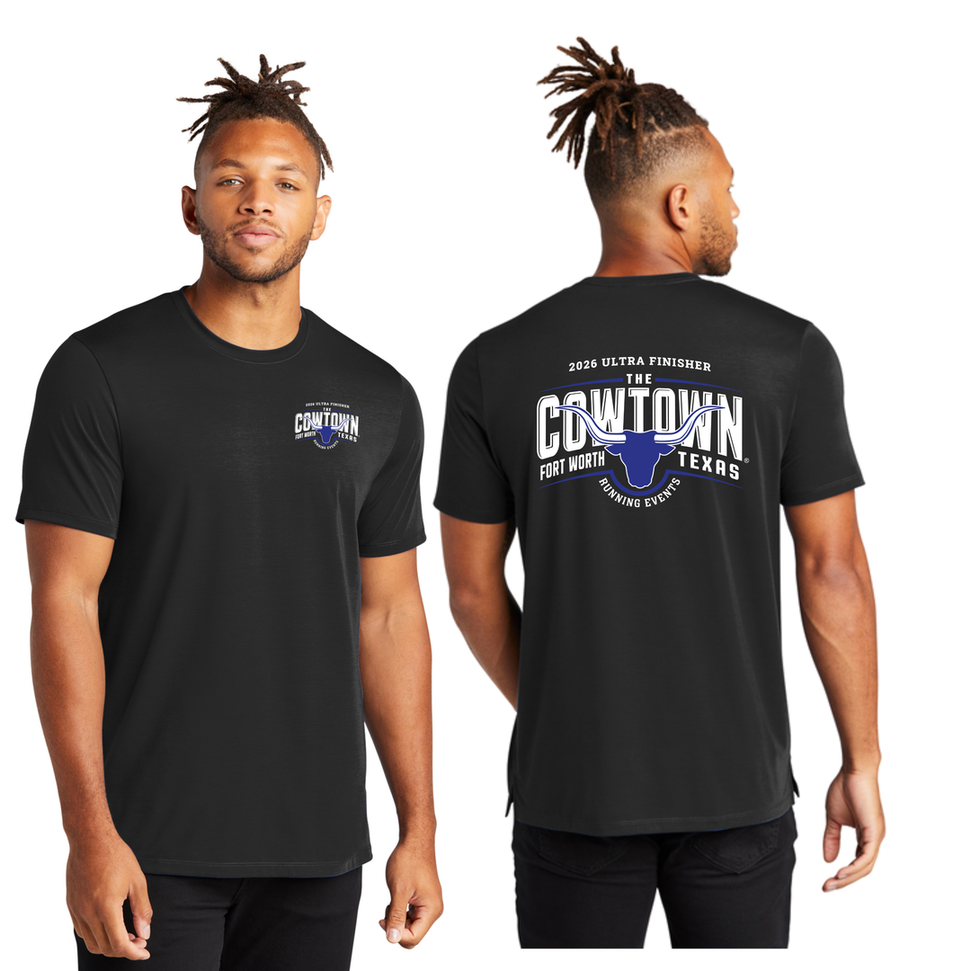 Cowtown Marathon Finisher - Camiseta de cuello redondo de jersey elástico (MM1016)