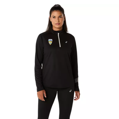 Media Maratón Crim - ASICS Icon 1/2 Zip para mujer, color negro (2012D175)