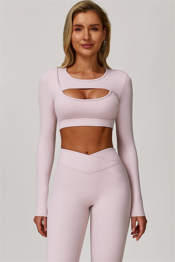 The Lavish Long Sleeve Cut-out Crop Top Leggings 2-Piece Set