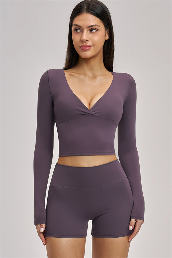 The Swoon Long Sleeve Crop top Shorts 2-Piece Set