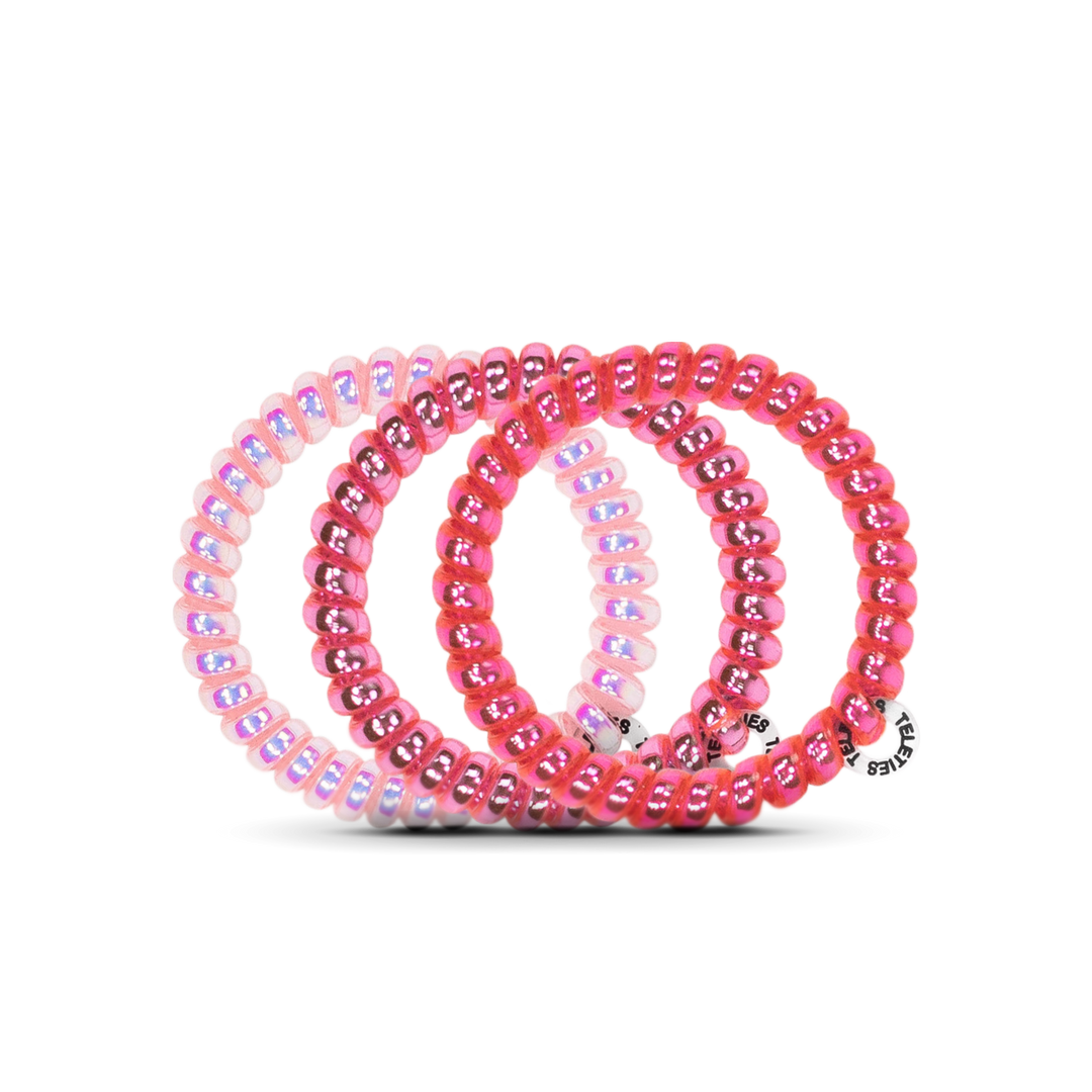 TELETIES - Spiral Hair Coils | Small | Think Pink Hair Ties