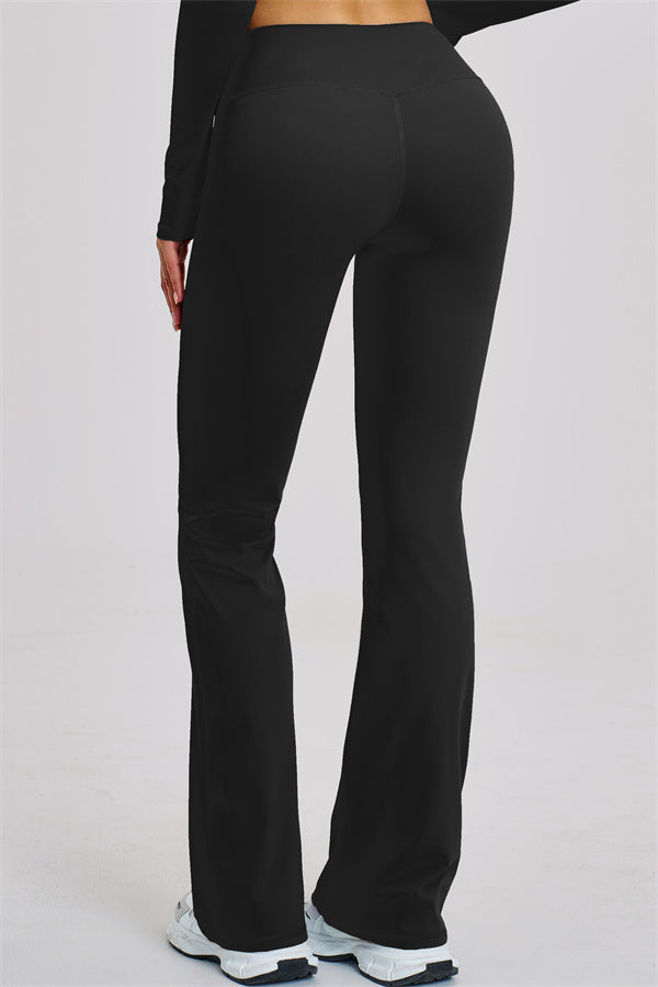 The Zestful Long Sleeve Crop Top Flared Leggings 2-Piece Set