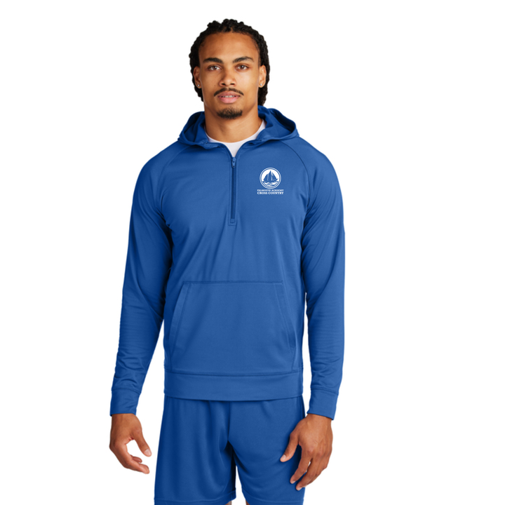 Falmouth Academy Cross Country- Stretch 1/2-Zip Hoodie- True Navy (ST856)
