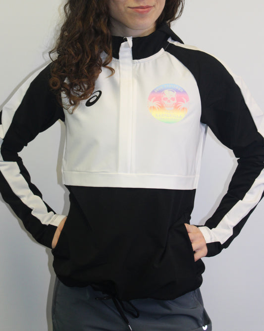 Gasparilla 2026 FINISHER - ASICS Women's Team Woven Track Jacket Black/White (2032A757.9001)