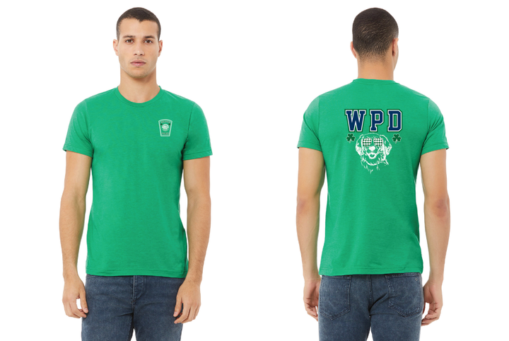 Insignia LC del Día de San Patricio 2024 del Departamento de Policía de Walpole: camiseta unisex de lona y jaspeado con logo CVC de Bella + Canvas (3001CVC) 