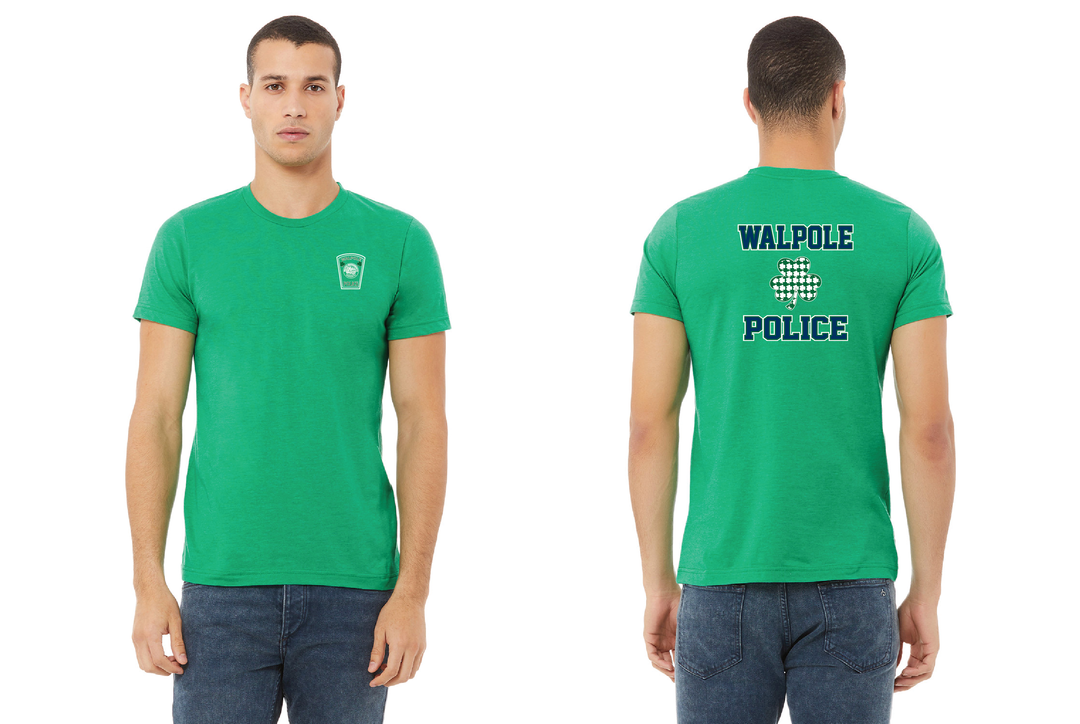 Insignia LC del Día de San Patricio 2024 del Departamento de Policía de Walpole: camiseta unisex de lona y jaspeado con logo CVC de Bella + Canvas (3001CVC) 