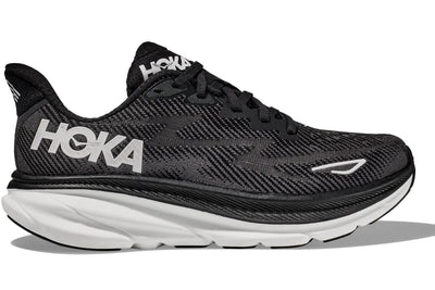 Zapatillas Hoka Clifton 9 Wide para hombre, color negro y blanco (1132210-BWHT) 