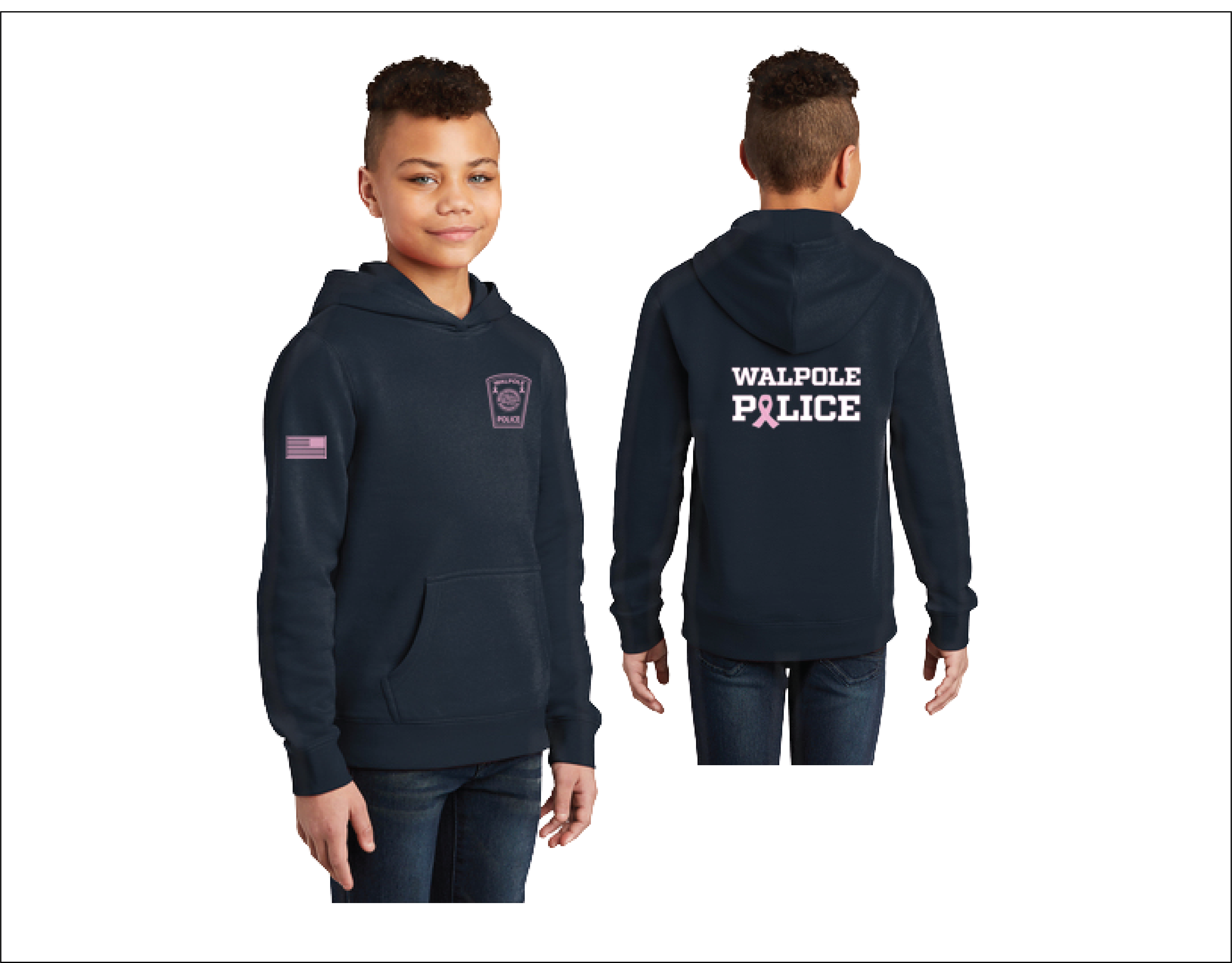 Walpole PD Breast Cancer Awareness - YOUTH Fleece Hoodie (DT6100Y)