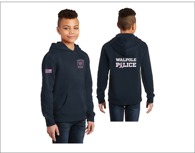 Sudadera con capucha de polar para jóvenes del Departamento de Policía de Walpole (DT6100Y) para concientización sobre el cáncer de mama