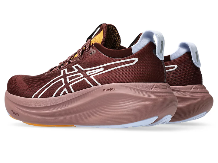 Womens Asics Gel-Nimbus 27 TR - NATURE BATHING/DARK RED PLANET