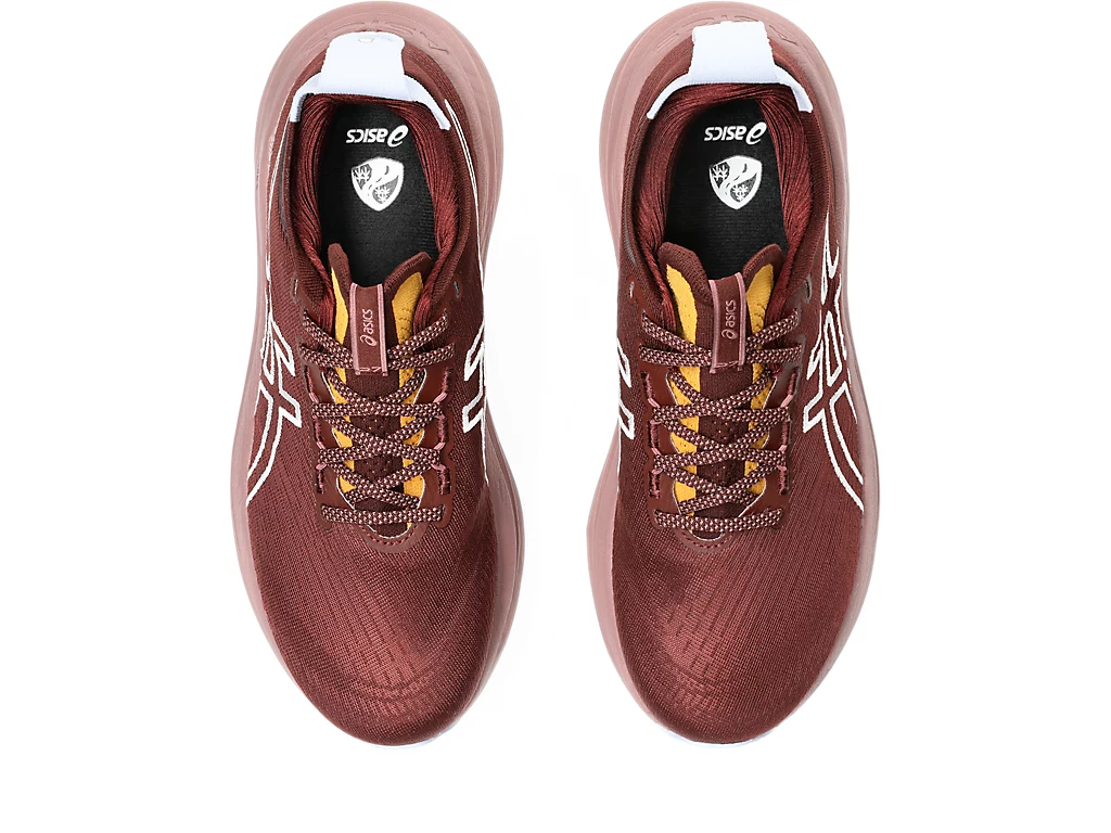Womens Asics Gel-Nimbus 27 TR - NATURE BATHING/DARK RED PLANET