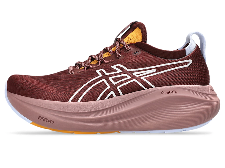 Womens Asics Gel-Nimbus 27 TR - NATURE BATHING/DARK RED PLANET