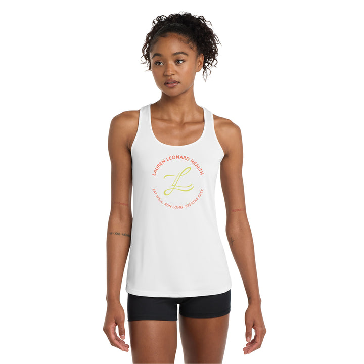 Lauren Leonard Health- Women's Performance Singlet- White (LST356)