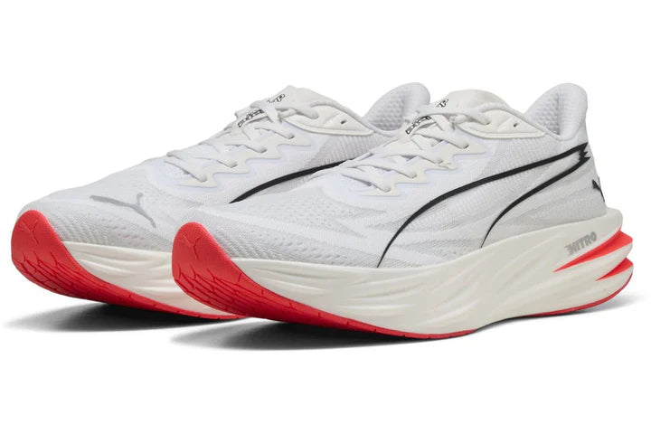 Men's Puma DEVIATE PURE NITRO - PUMA WHITE-ULTRA RED-PUMA SILVER