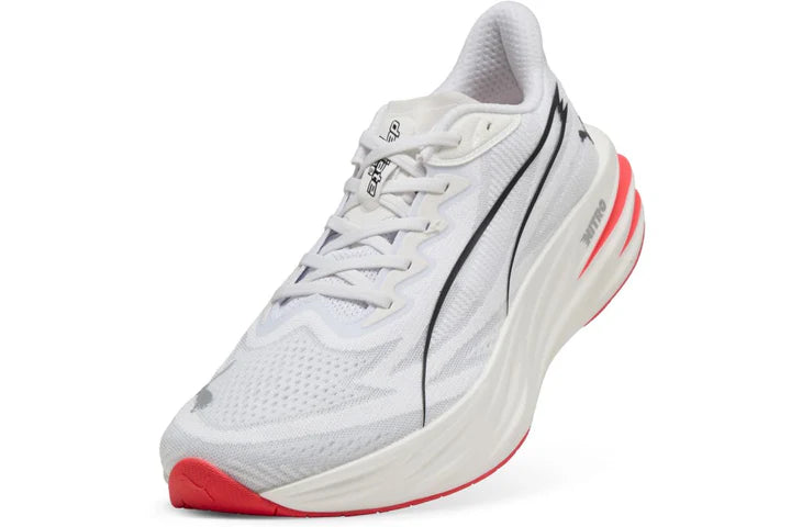 Men's Puma DEVIATE PURE NITRO - PUMA WHITE-ULTRA RED-PUMA SILVER