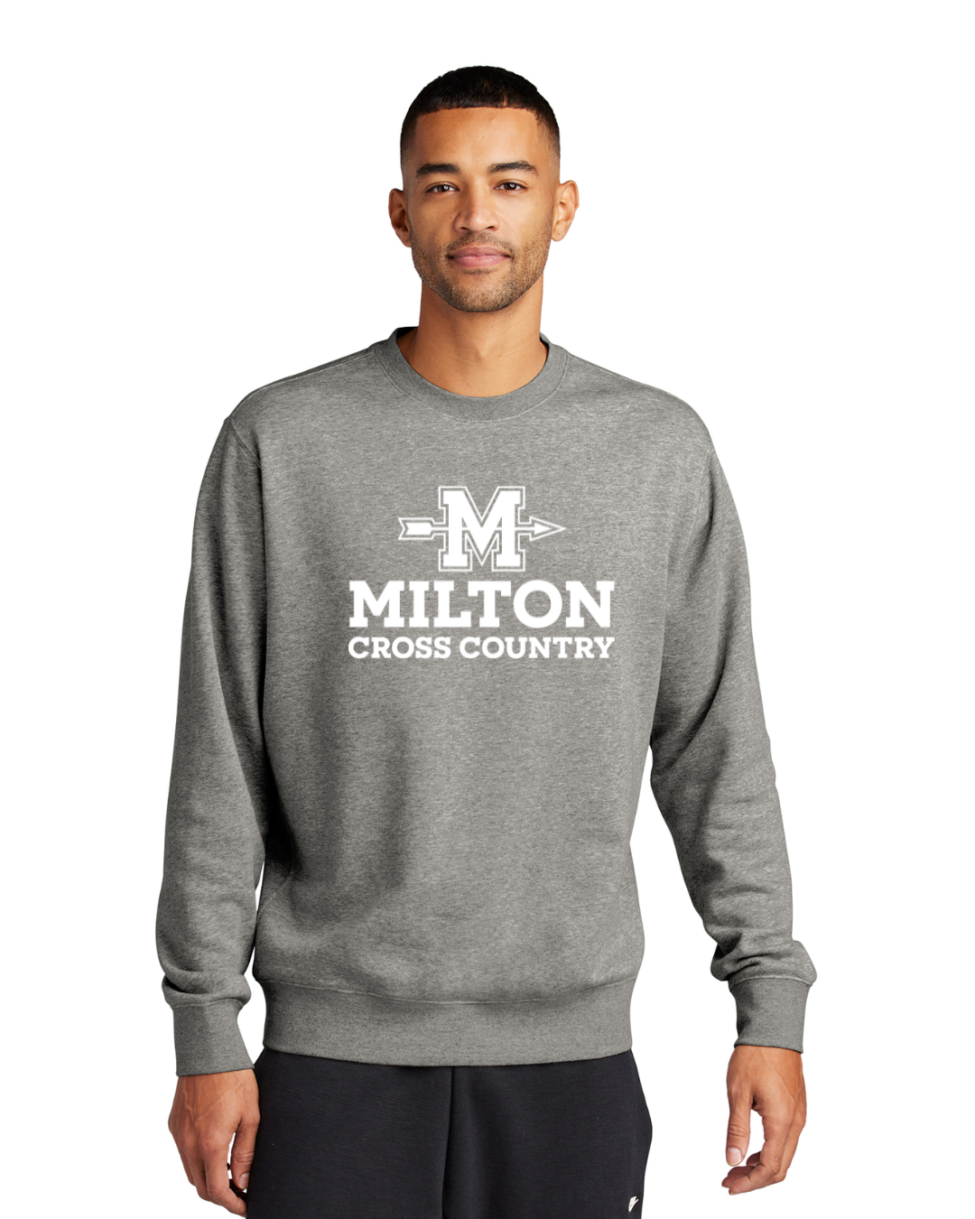 Milton Cross Country - Sudadera unisex de cuello redondo Nike Club Fleece gris (NKFD9863)