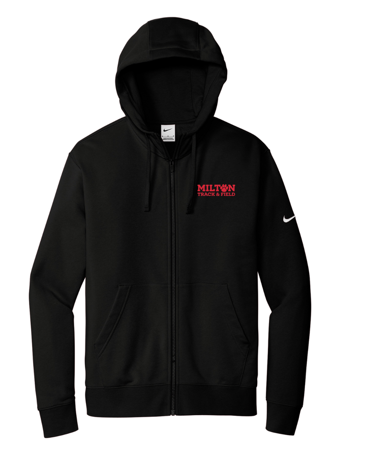 Sudadera con capucha y cremallera completa Nike Club Fleece Sleeve Swoosh de Milton Track and Field (NKDR1513)