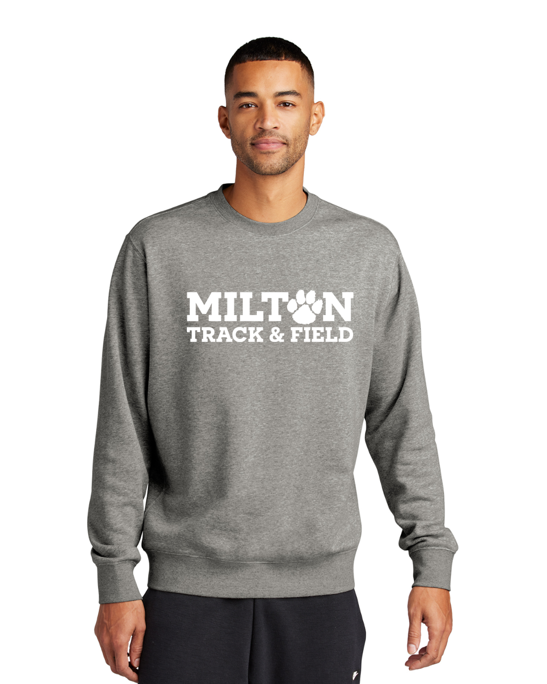 Milton Track and Field - Sudadera unisex de cuello redondo Nike Club de polar negro (NKFD9863)