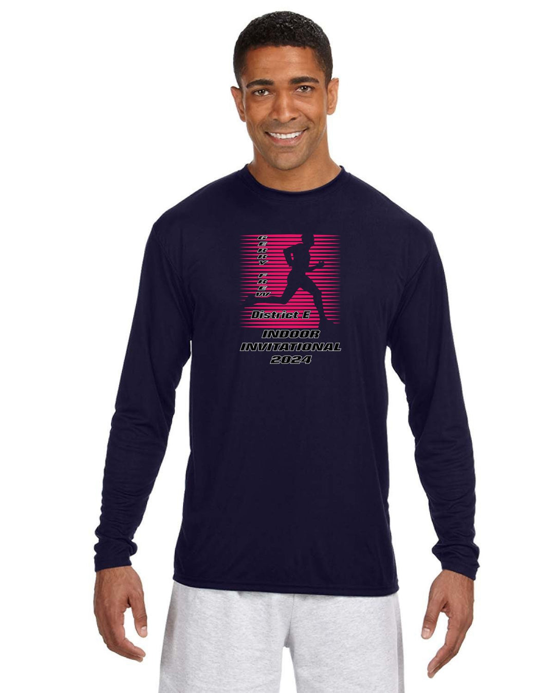 Campeonato de atletismo del distrito E: camiseta de manga larga de rendimiento refrescante para hombre (N3165)