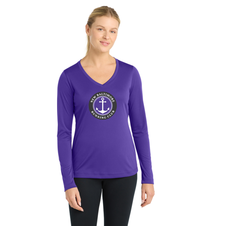 New Baltimore Run Club - Women's Long Sleeve Performance V-Neck T-Shirt (LST353LS)