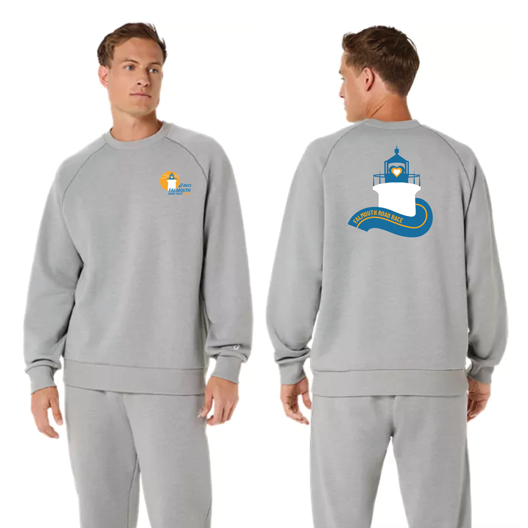 NFNP ASICS Falmouth Road Race 2026 - Sudadera unisex de forro polar con cuello redondo ASICS gris jaspeado (2031F469)