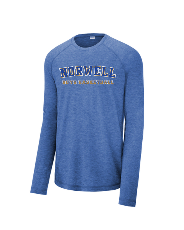 Camiseta de baloncesto Norwell para niño, manga larga, raglán, transpirable, de triple mezcla (ST400LS)
