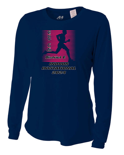 Campeonato de Atletismo del Distrito E - Camiseta de manga larga refrescante y de alto rendimiento para mujer (A4NW3002)
