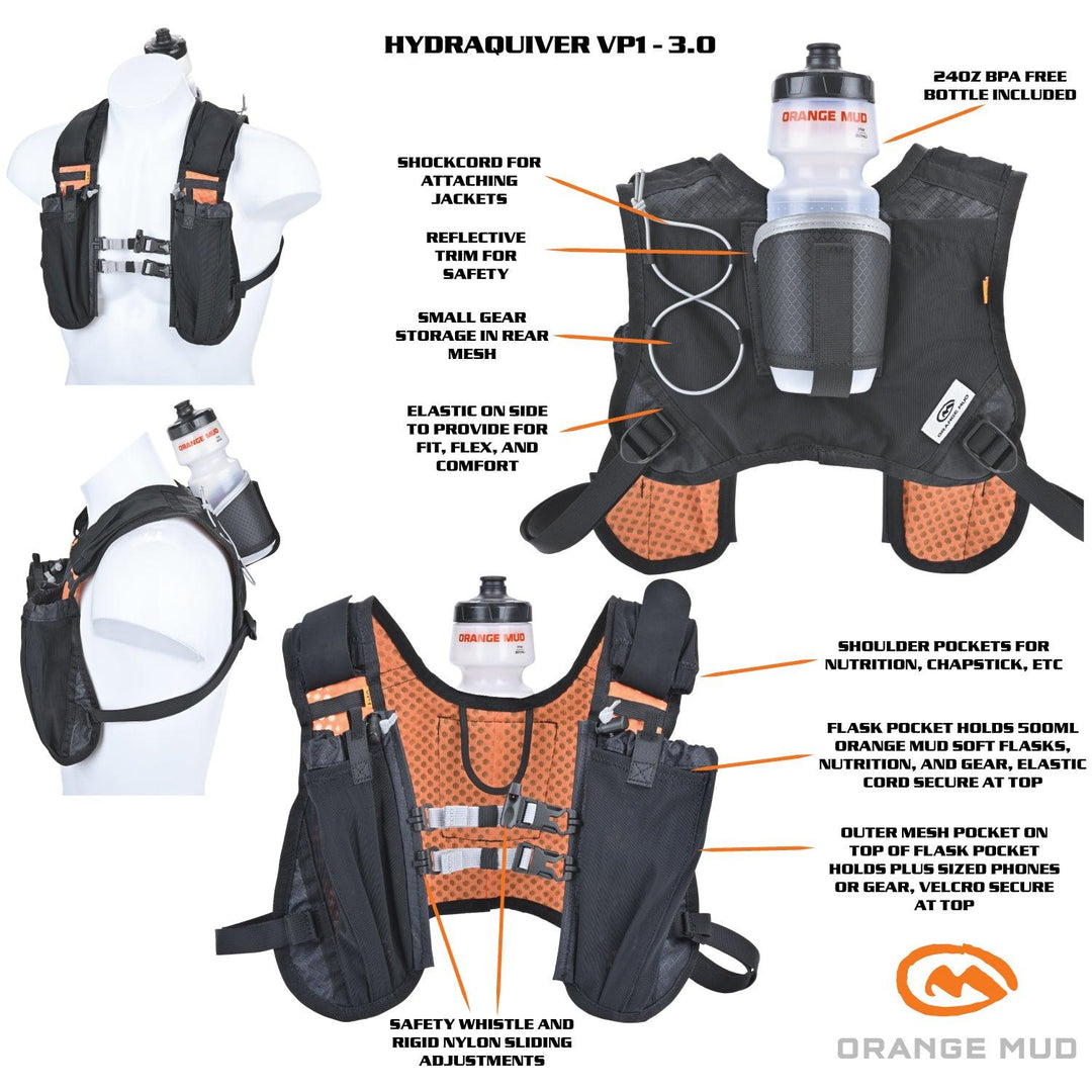 Running Hydration Pack – HydraQuiver Vest Pack 1 (VP1 3.0): Road, Trail & Triathlon