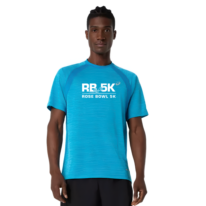 2027 Rose Bowl 5K- ASICS Men's Road SS Top Aegean Blue (2011D453) (RB27-21)