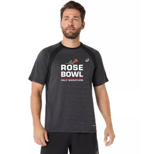 2027 Rose Bowl Half Marathon- ASICS Men's Road SS Top Black (2011D453) (RB27-08)
