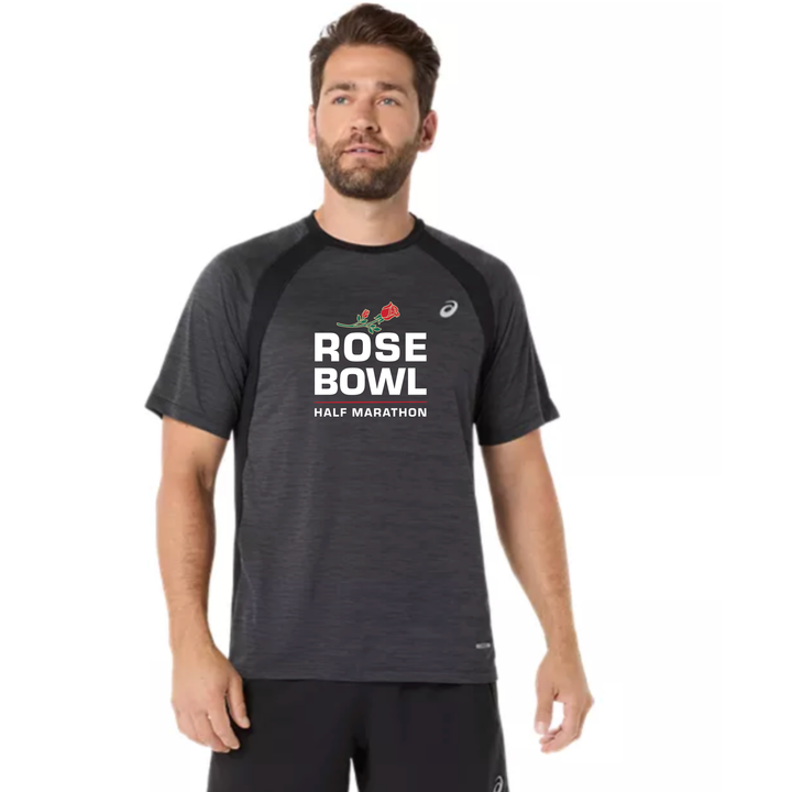 2027 Rose Bowl Half Marathon- ASICS Men's Road SS Top Black (2011D453) (RB27-08)
