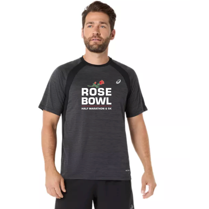 2027 Rose Bowl Half Marathon & 5K- ASICS Men's Road SS Top Black (2011D453) (RB27-14)