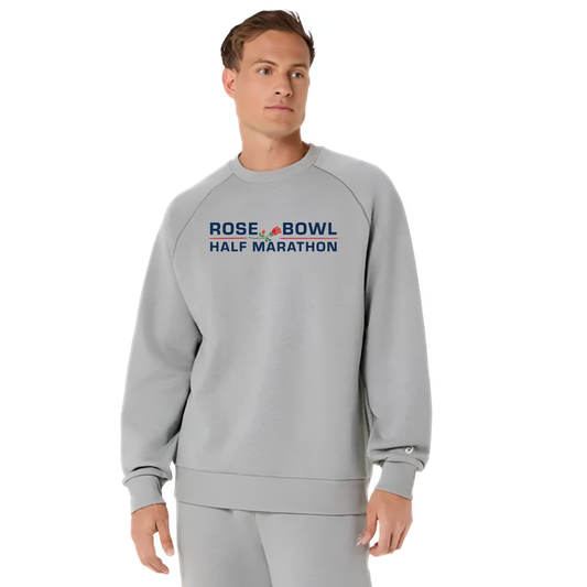 2027 Rose Bowl Half Marathon - ASICS Unisex Fleece Crewneck Sweatshirt Grey Heather (2031F469) (RB27-01)