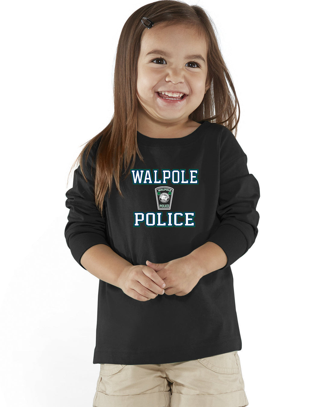 Camiseta de jersey fino de manga larga para niños pequeños con diseño de piel de conejo del Departamento de Policía de Walpole para el Día de San Patricio de 2024 - RS3302