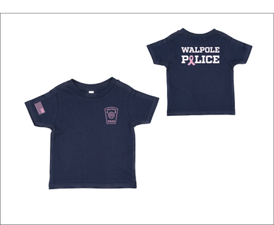 Camiseta de punto fino para niños pequeños con concientización sobre el cáncer de mama del Departamento de Policía de Walpole (3321)