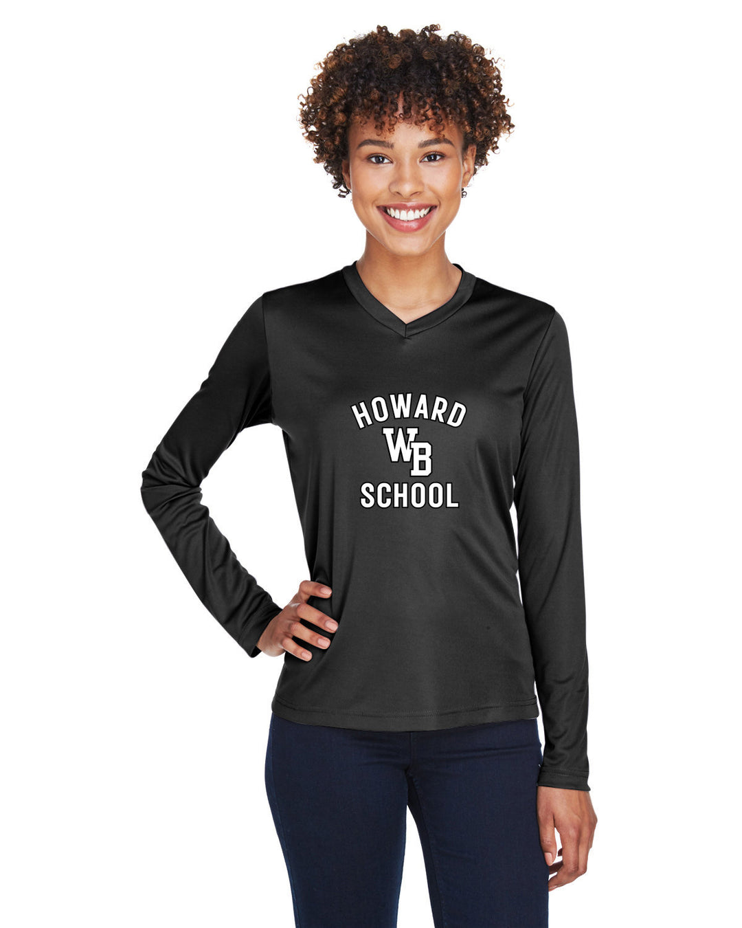 Camiseta de manga larga de rendimiento de la zona femenina del equipo 365 de la escuela Howard, West Bridgewater (TT11WL)