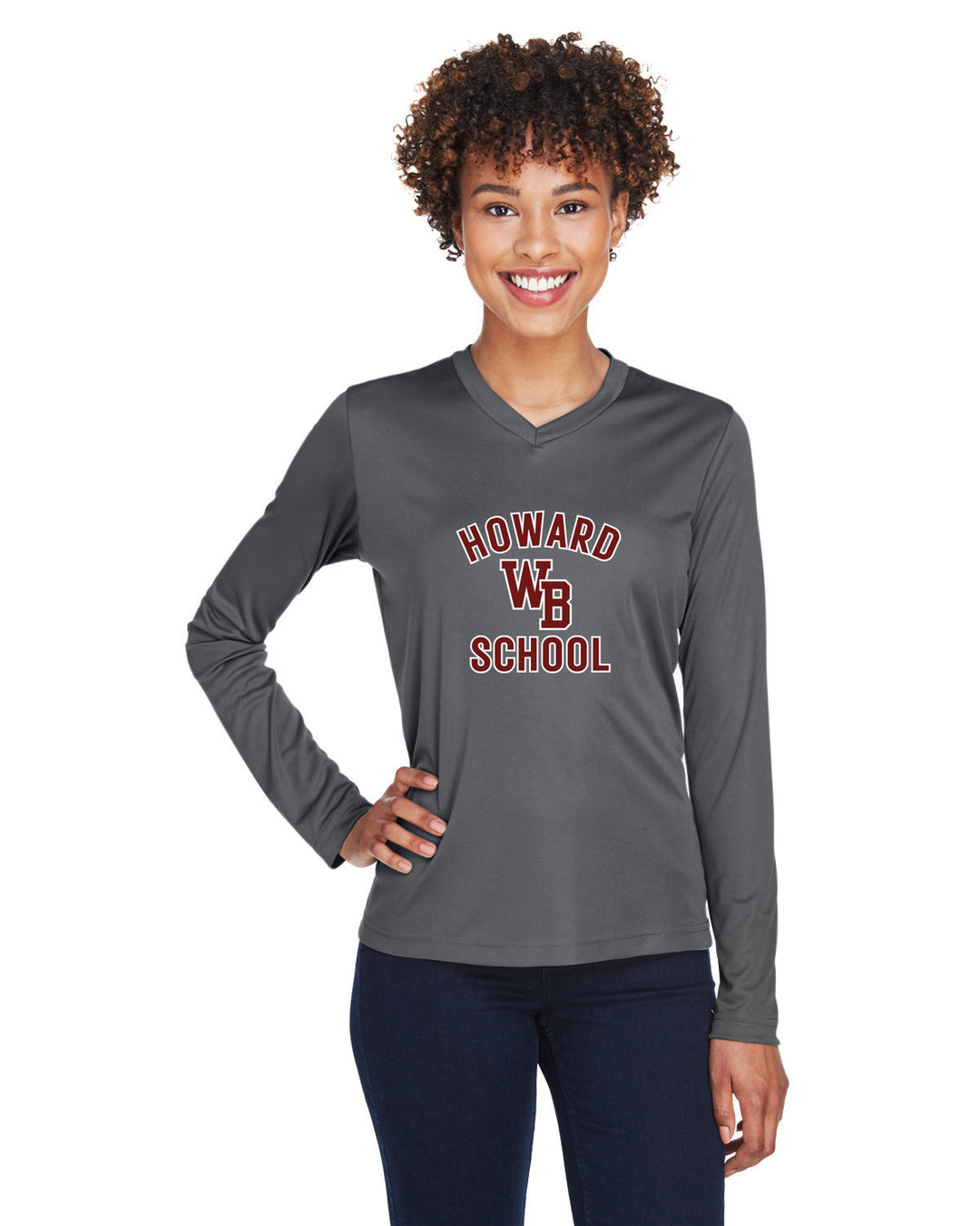 Camiseta de manga larga de rendimiento de la zona femenina del equipo 365 de la escuela Howard, West Bridgewater (TT11WL)