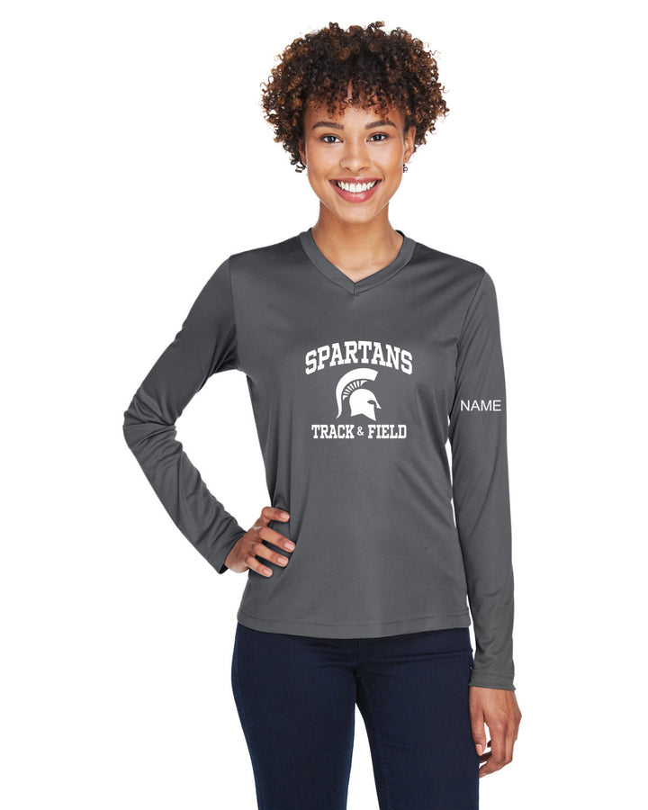 Camiseta de manga larga de rendimiento Zone Performance para mujer del equipo 365 de East Longmeadow Winter Track &amp; Field 2024 - TT11WL