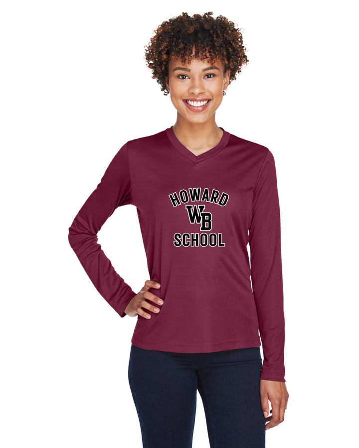 Camiseta de manga larga de rendimiento de la zona femenina del equipo 365 de la escuela Howard, West Bridgewater (TT11WL)