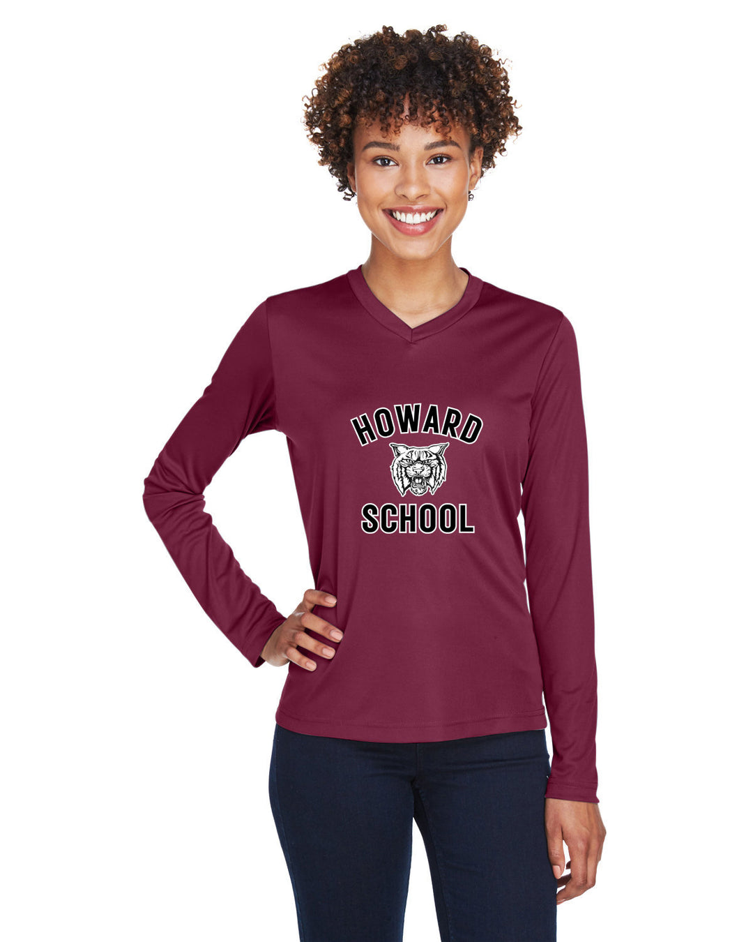 Camiseta de manga larga de rendimiento de la zona femenina del equipo 365 de la escuela Howard, West Bridgewater (TT11WL)