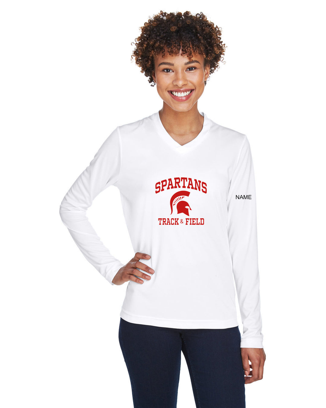 Camiseta de manga larga de rendimiento Zone Performance para mujer del equipo 365 de East Longmeadow Winter Track &amp; Field 2024 - TT11WL